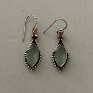 Vivah 925 Sterling Silver Blue Gemstone Boho Dangly Earrings
